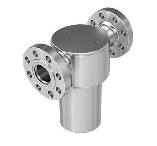High pressure hydrogen in-line filter with flanged connection