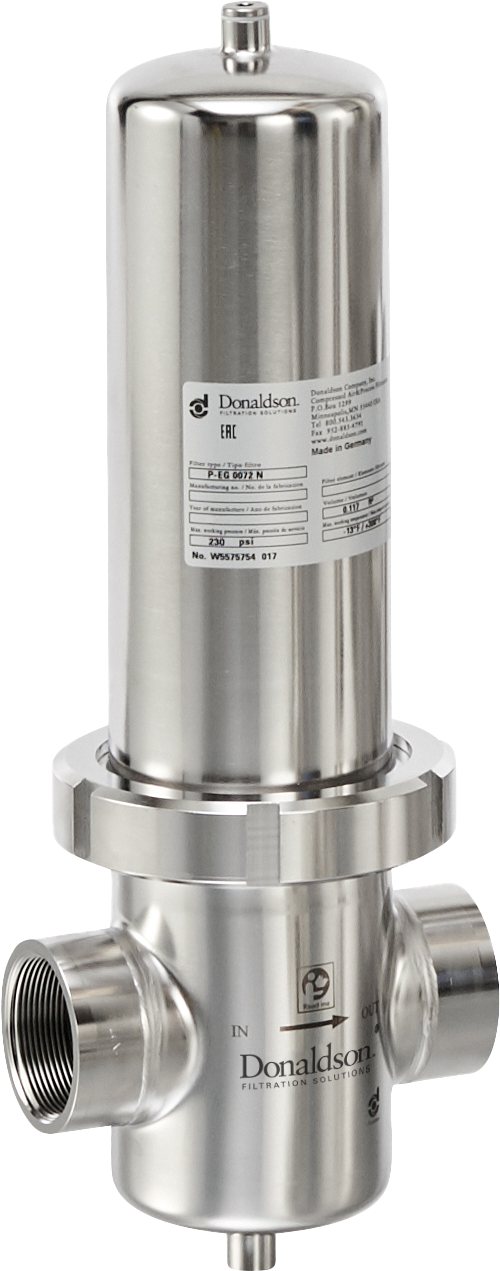 Sterile air and gas filter housing